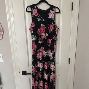 Black Floral Maxi Dress (#017)